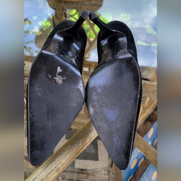 Nine West size 8.5 black suede pumps - Picture 6 of 7